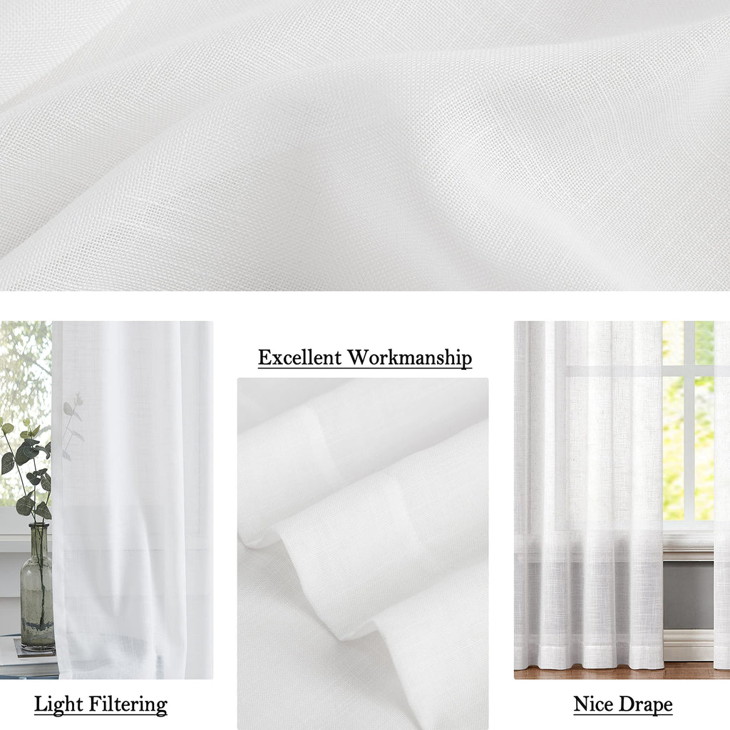 White Pinch Pleat Sheer Curtain Crosshatch Textured 40"x120"x2