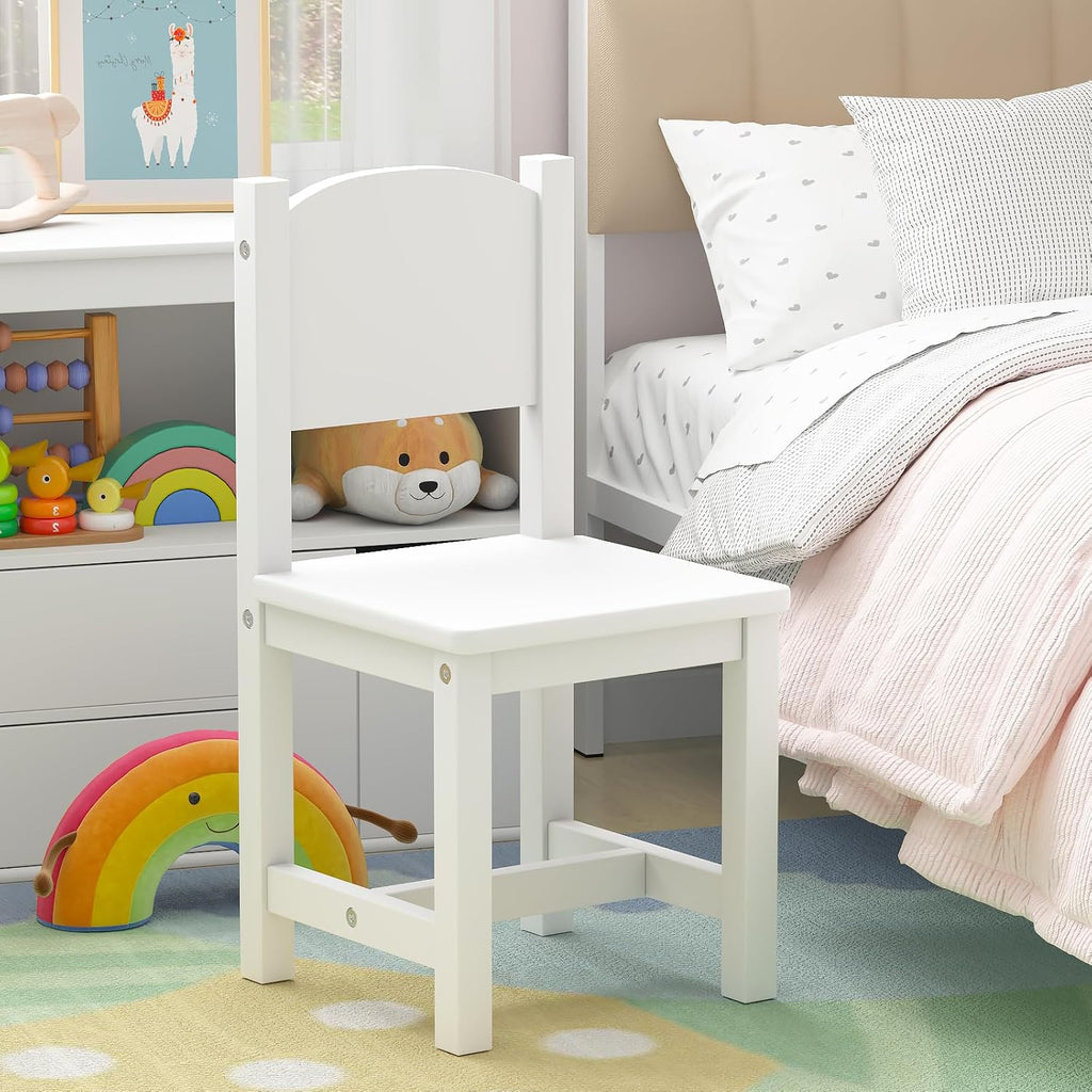 Toddler Wooden Chair, Kids Chair for Play or Activity, Set of 2, White