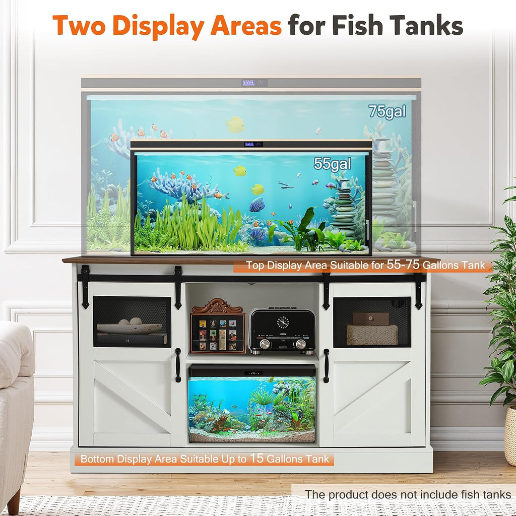 55-75 Gallon Large Fish Tank Stand with Power Outlet, 1300LBS