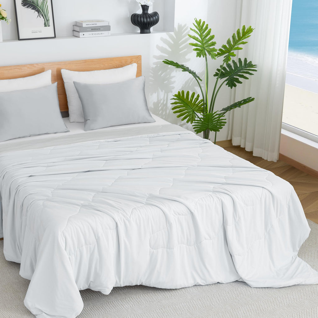 Cooling Comforter Queen Size Cool Blanket for Hot Sleepers (Grey)