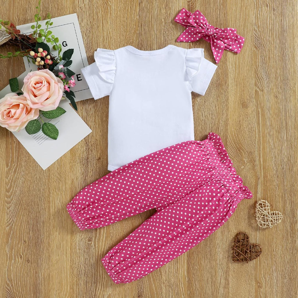 Newborn Infant Baby Girl Summer Clothes Cute Short Sleeve Romper Flower Pant Outfit Set