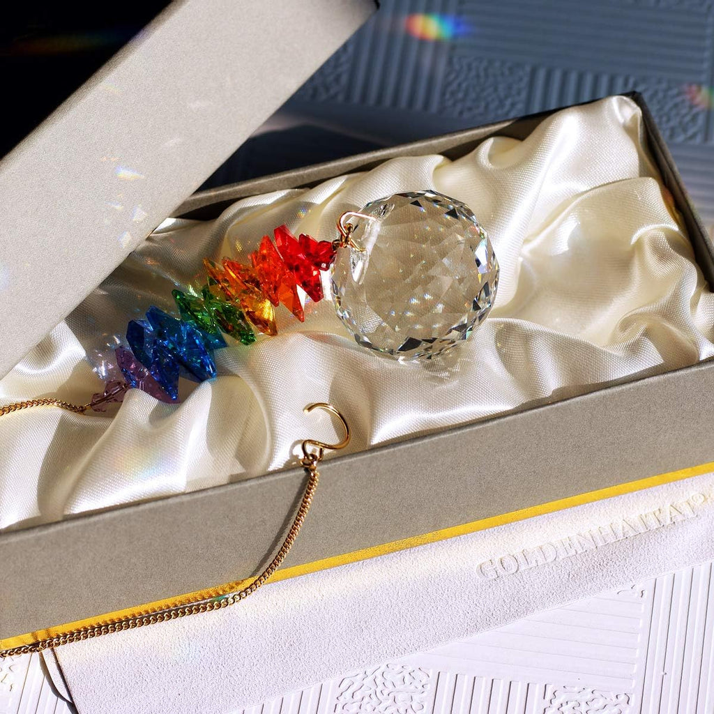 40mm Clear Ball Crystal Suncatcher, Handmade Rainbow Maker Prism, Outdoor Indoor Hanging Window Decorations
