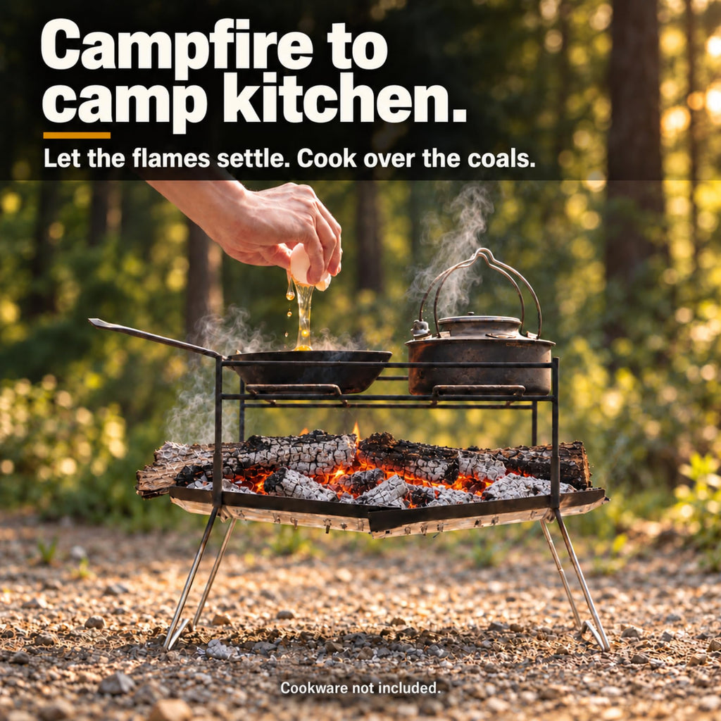 Camp HAKOSUKA Folding Camping Fire Pit, Portable Stainless Grill
