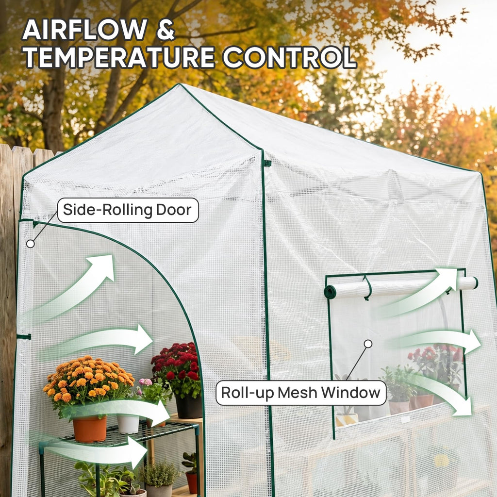 9x4 Easy Setup Pop Up Greenhouse, Lean-to Design, Clear/White