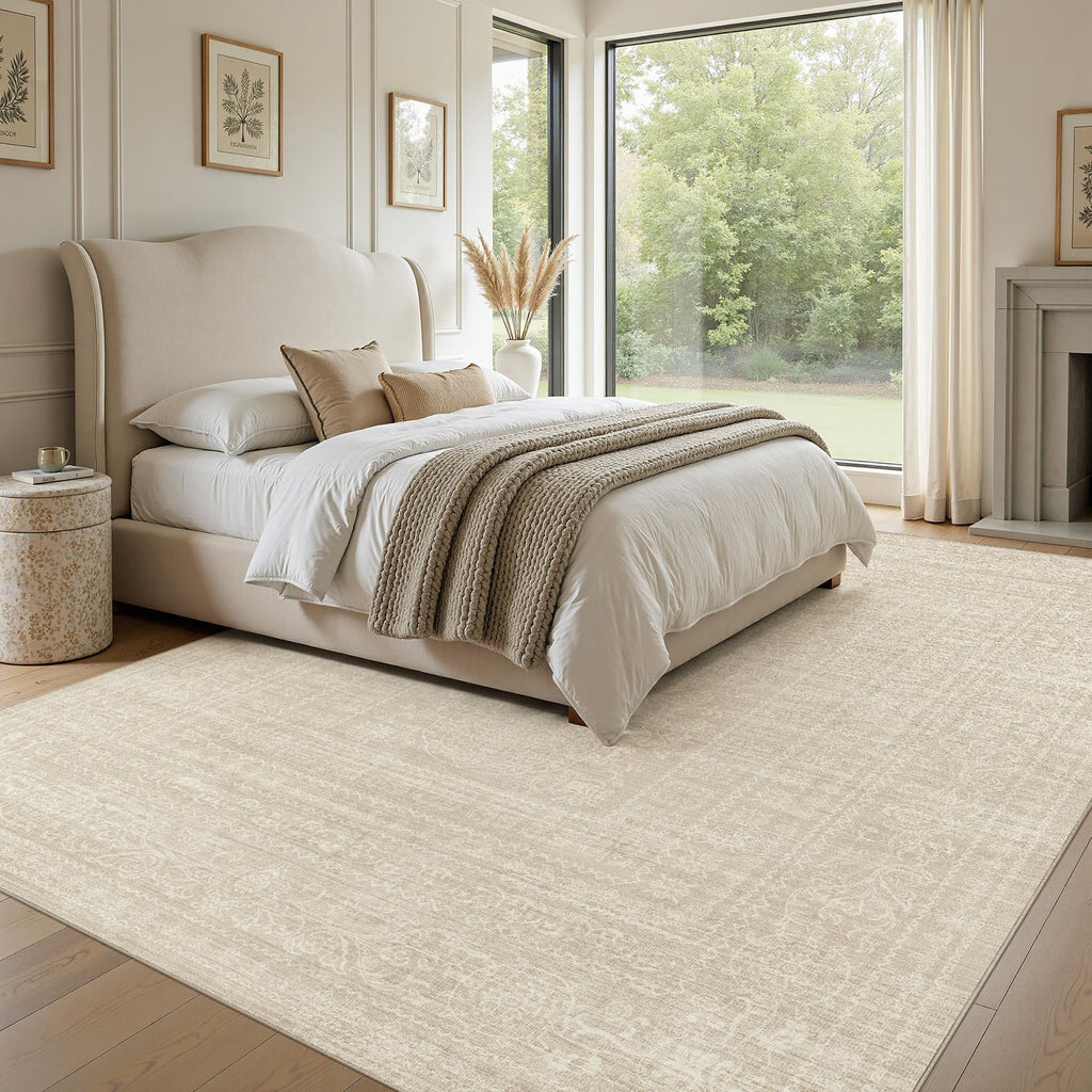 Neutral Area Rugs Washable, Beige