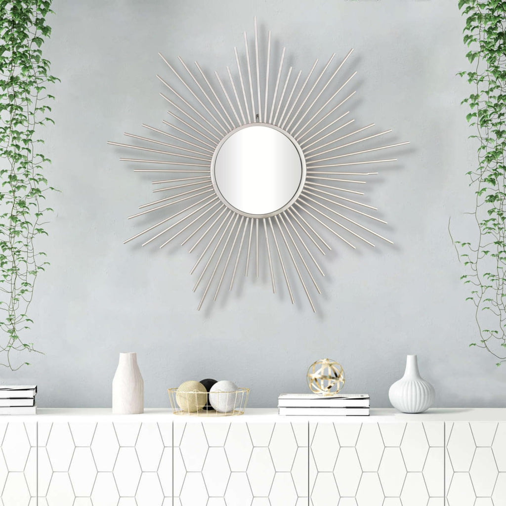 Metal Sunburst Silver Mirror