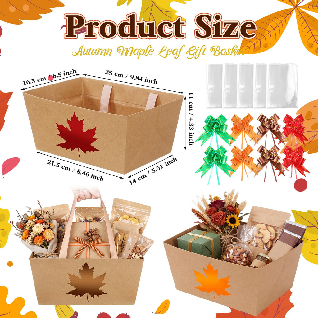 12 Pcs Maple Empty Gift Baskets Bulk, 9.8x6.5 Inch Kraft Basket