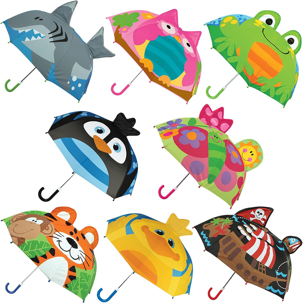 Joseph, 3D Pop Up Kids Umbrella, Cute Animals & Toddler Rain Umbrella Lightweight Easy Grip Handle for Boys Girls