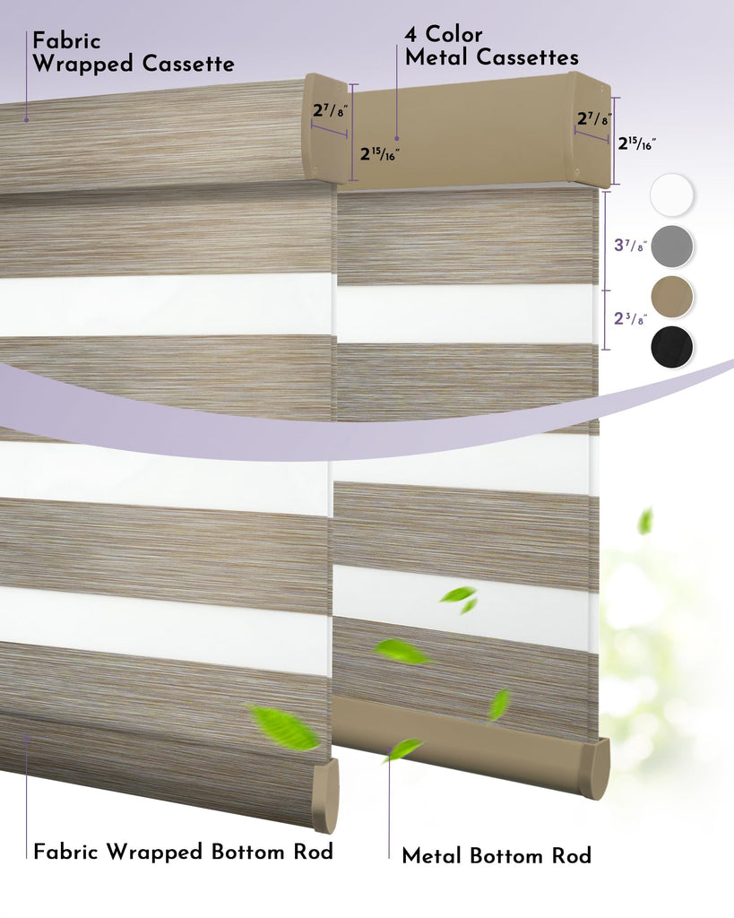 Motorized Zebra Blinds for Windows, Darkening Smart Blinds with Remote Control, Dual Layer Custom Zebra Shades Work