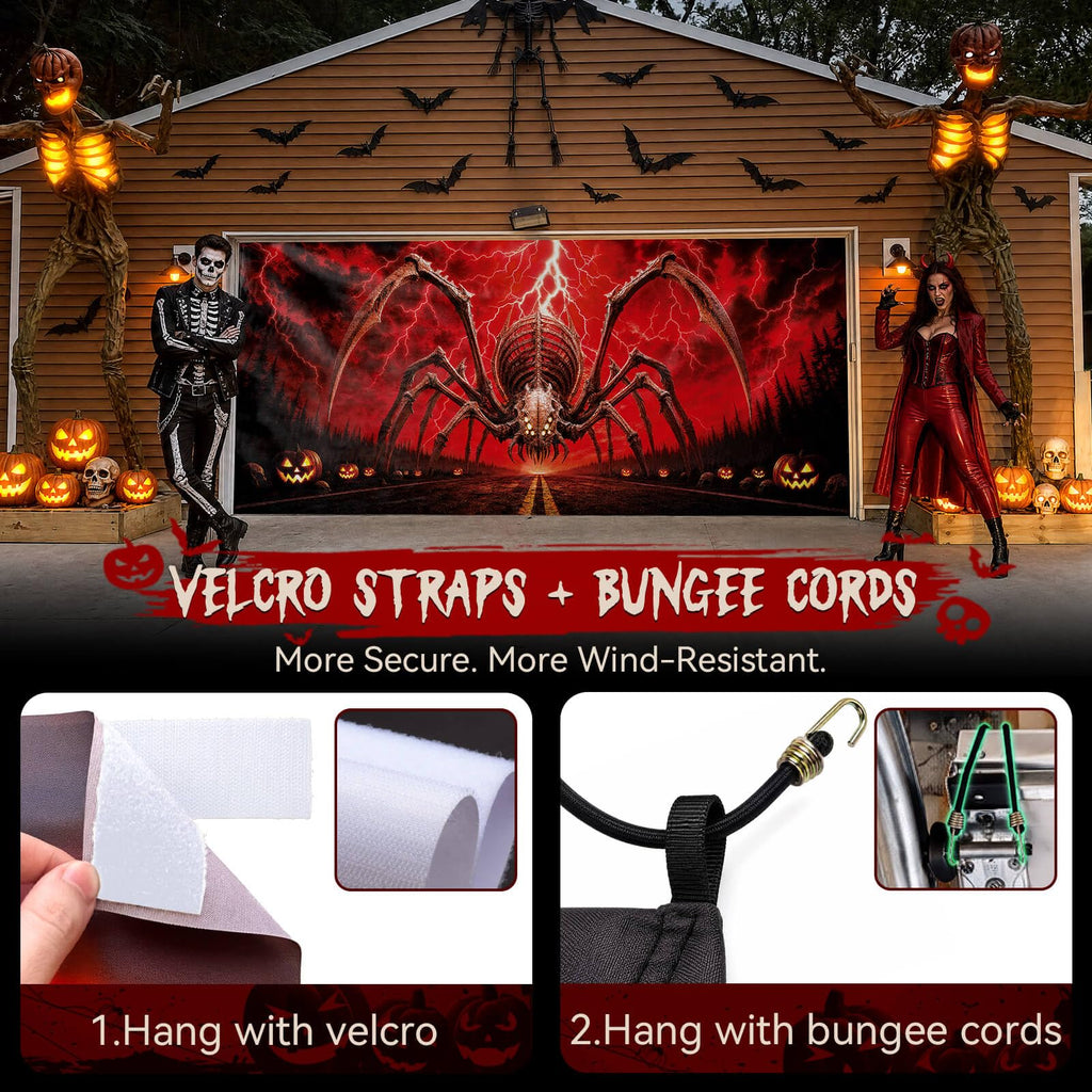 Halloween Garage Door Cover Decor, 7x16ft Outdoor Party Backdrop