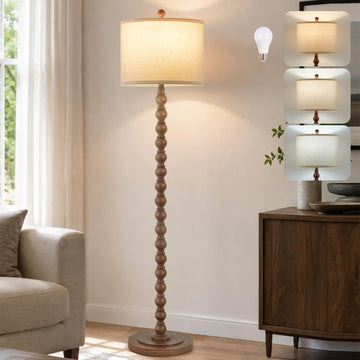 Farmhouse Floor Lamp, 62" Tall Standing Lamp with Bulb