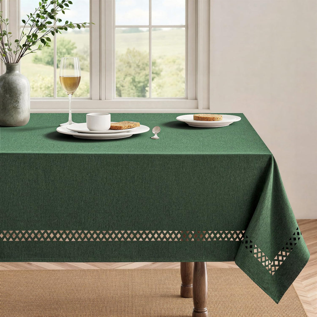 Army Green Rectangle Christmas Tablecloth with Cutouts 60x84 Inch