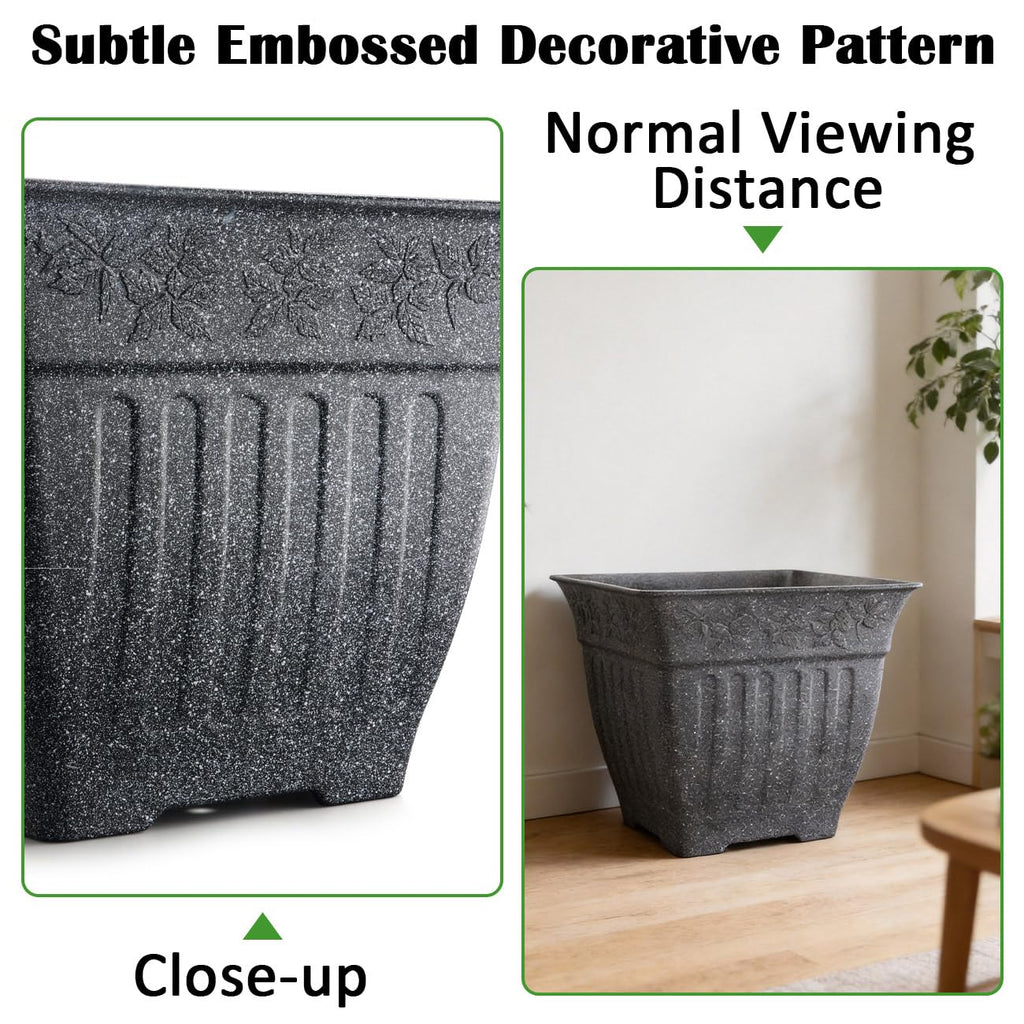 4-Pack 18 Inch Large Outdoor Planters, Stone-Like Finish, Gray