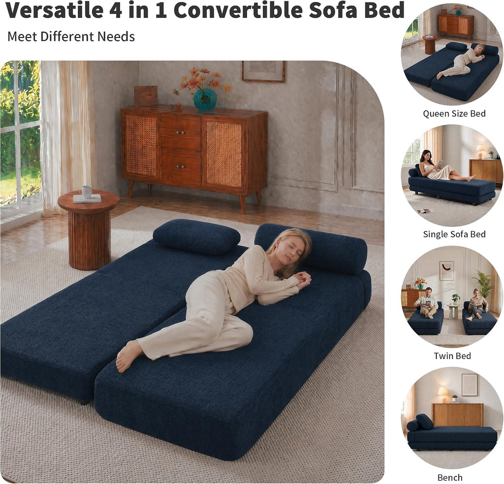 80-Inch Inch Upholstered Daybed, Chaise Lounge Chair Indoor , Navy