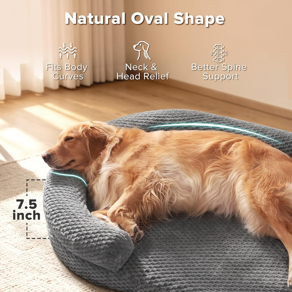 XL Orthopedic Dog Beds Large Sized Dog, Extra Large Washable Waterproof Oval Large Dog Bed with Removable Cover