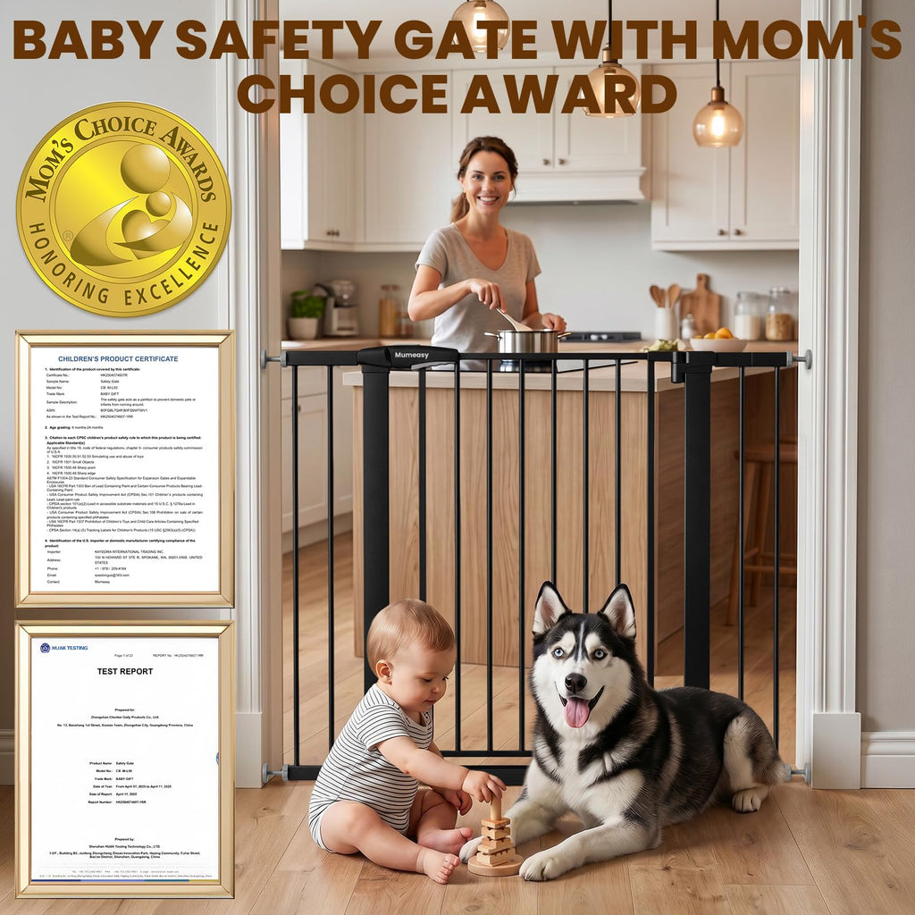 36" Extra Tall Baby Gate for Stairs, 29.7-43" Auto Close Dog Gate