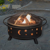 Fire Pit - 32-Inch Outdoor Wood Burning Firepit with Screen, Poker, and Cover - Outdoor Fire Pits for Backyard, Deck, or Patio by (Black) - Image 8