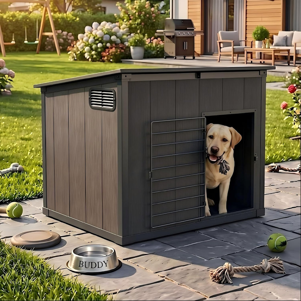 Large Dog House Outdoor Weatherproof, Indoor Dog House with Lock Door