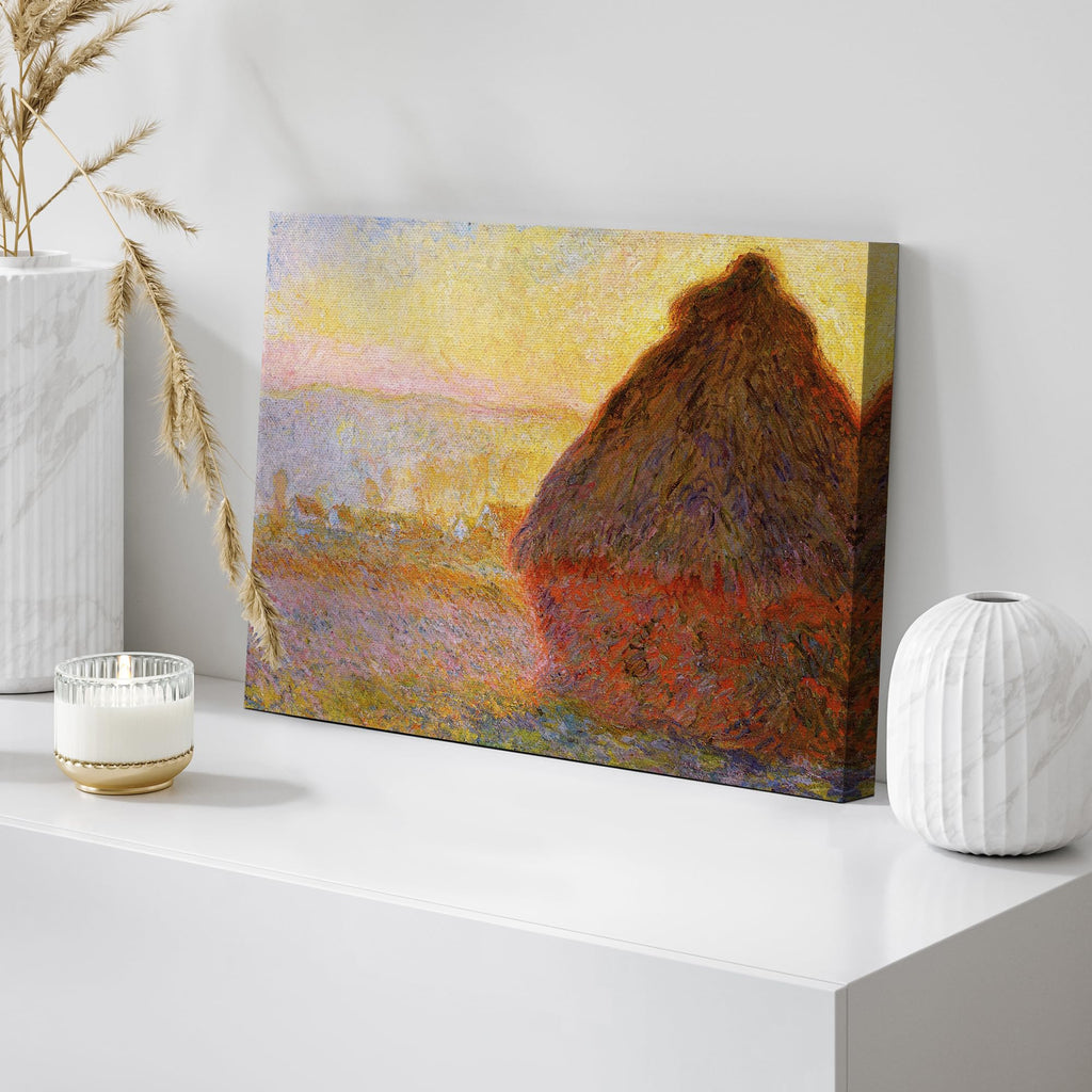 Claude Monet Haystacks in Morning Light - Impressionist Modern Art - Canvas Art Home Art - 12x18 inches