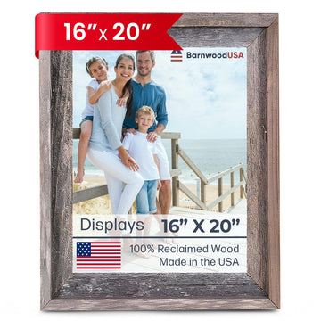 Farmhouse Style Picture Frame, 16x20, Natural Weathered Gray
