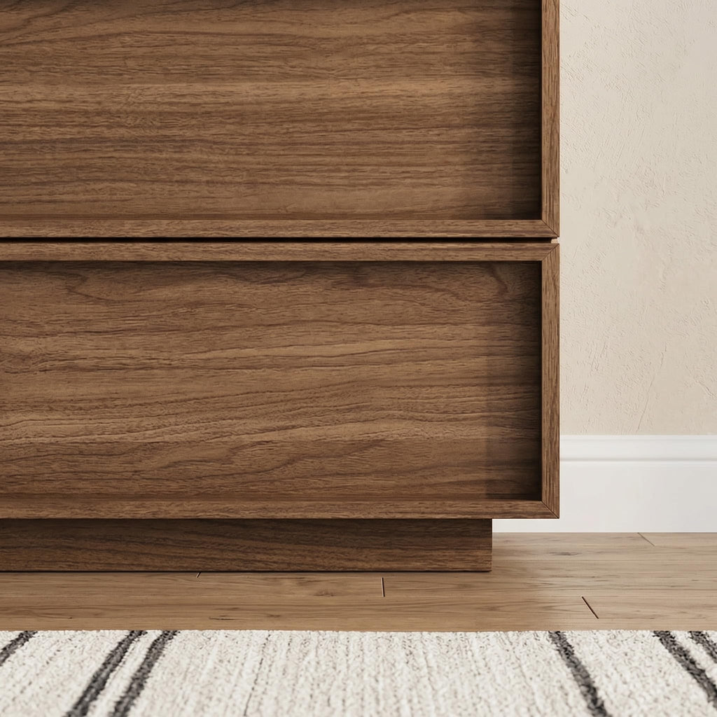 6-Drawer Dresser, 47.2" Wide, Wooden, Light Walnut