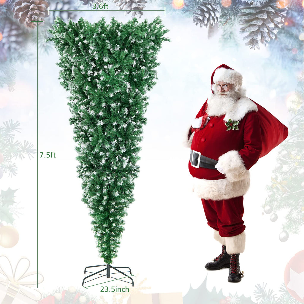 7.5FT Pre-Lit Upside Down Christmas Tree with 400 LED Lights