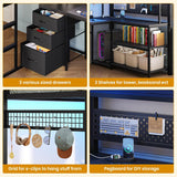 Twin Loft Bed with L-Shaped Gaming Desk, Storage Drawers & Hutch, Expanded Safety Power Outlet