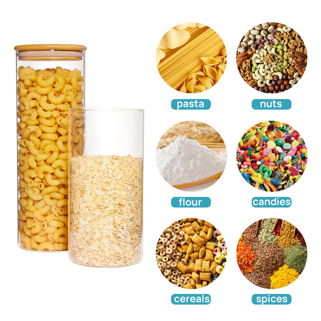 70oz Glass Food Storage Jars with Airtight Bamboo Lids, 3 Pack