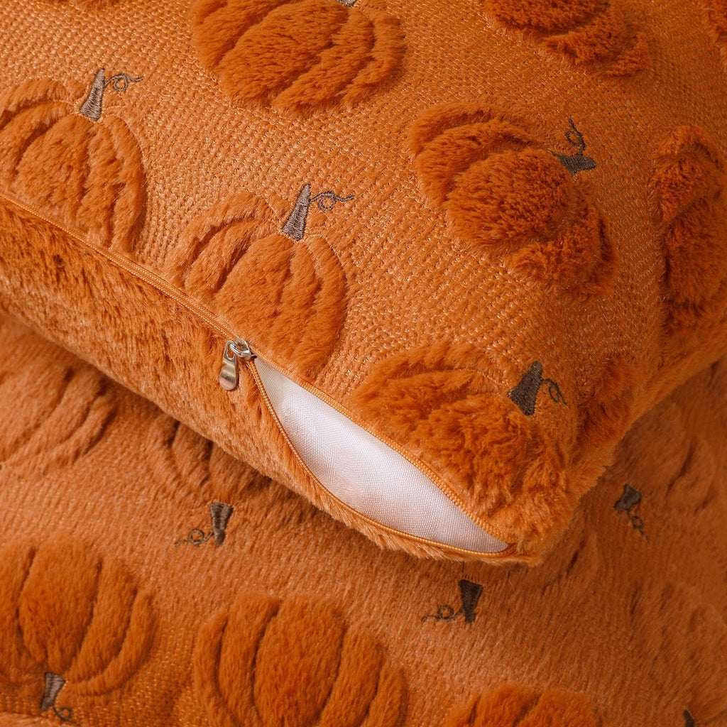 Fall Throw Pillow Covers 16x16 Set of 2 Double-Sided Pumpkin Covers