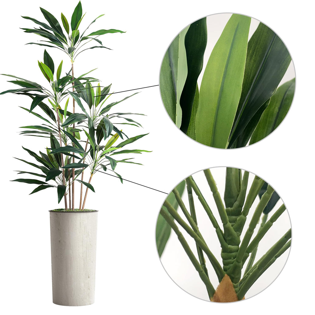 Artificial Tree in Modern Swirl Pattern Planter, Fake Dracaena Tree Silk Tree for Indoor and Outdoor Home Decoration