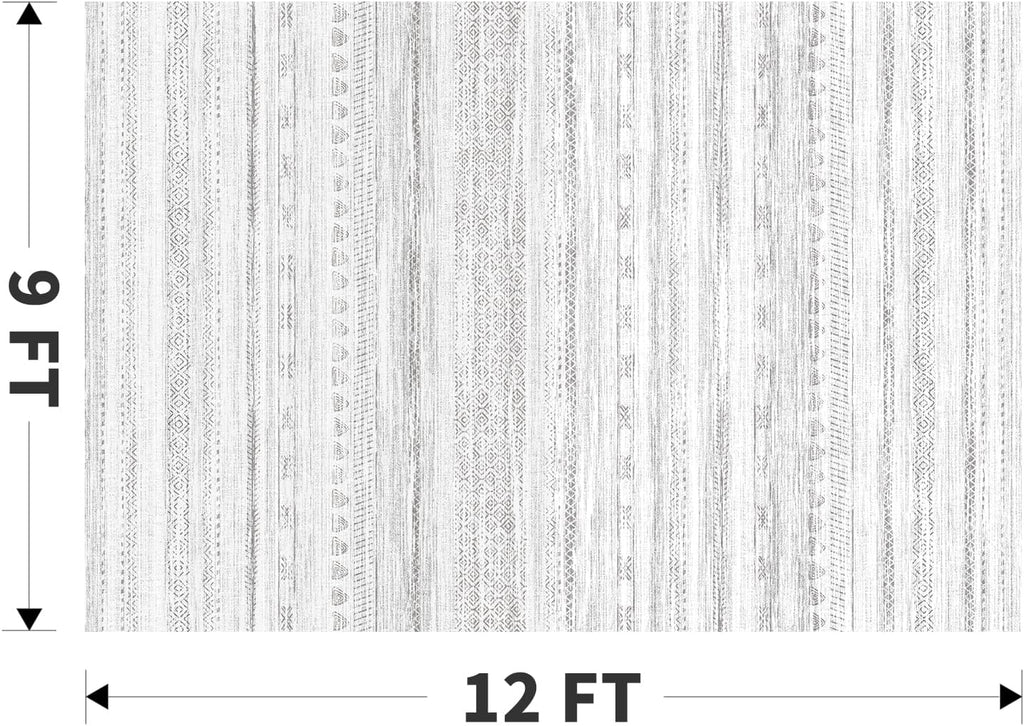 9x12 Area Rugs for Living Room Machine Washable Rug Distressed Indoor Carpet Neutral Moroccan Boho R