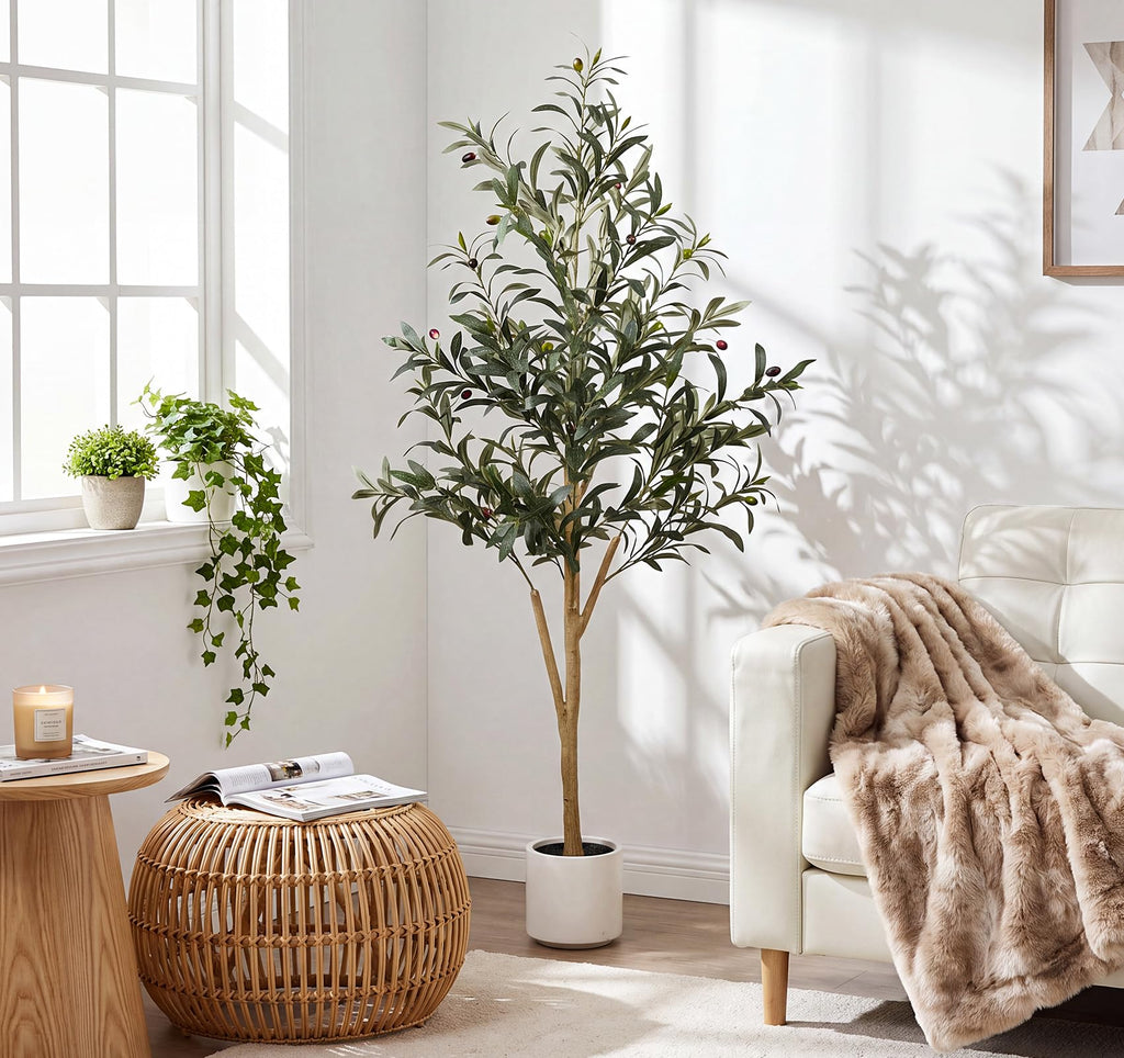 Artificial Olive Tree 5FT with Natural Wood Trunk Faux Plant