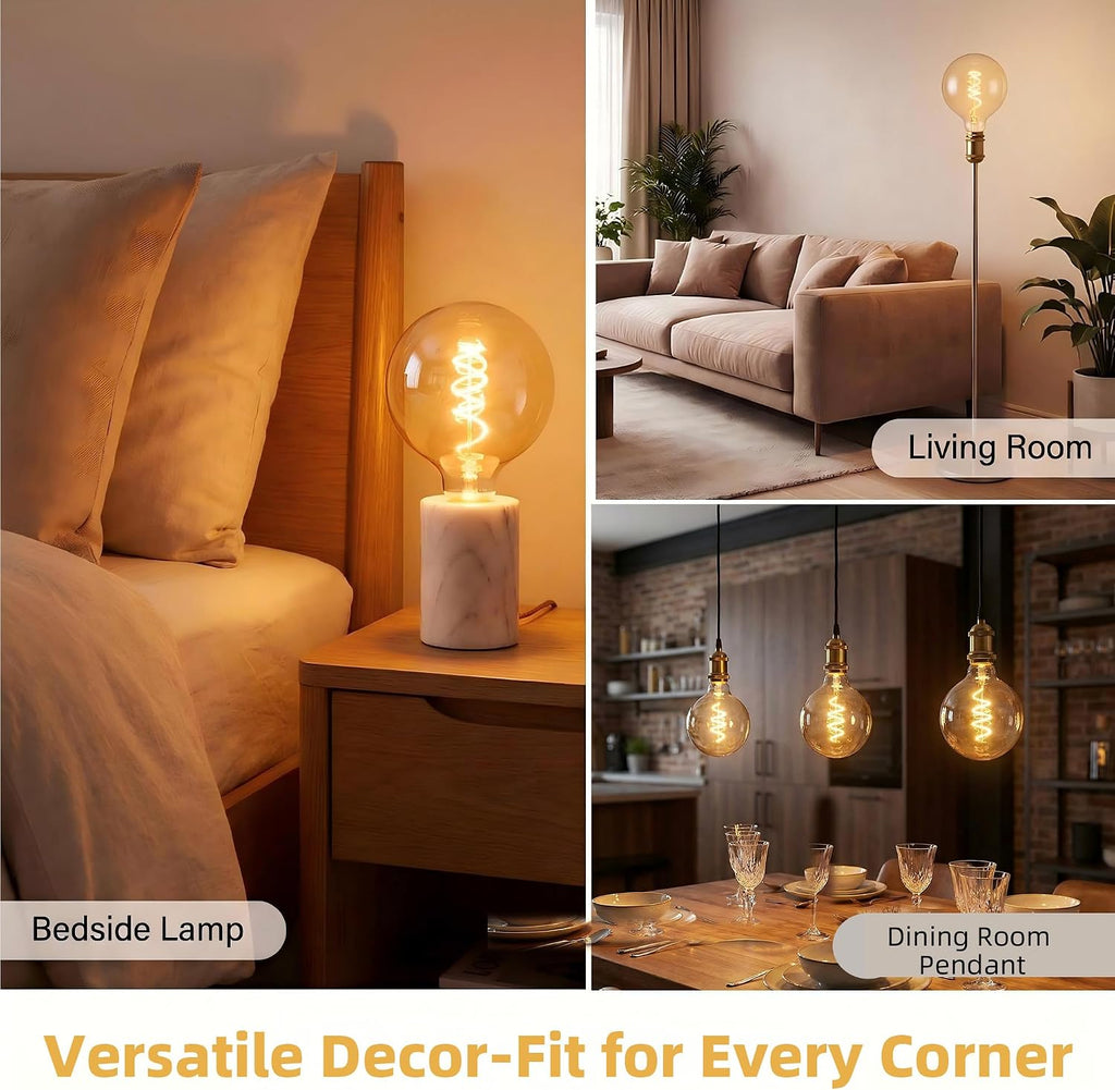 Large Vintage LED Edison Bulb,6W 2200K Amber Dimmable,E26 1PK