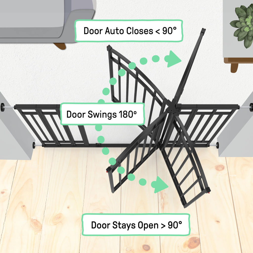 Multi-Use Decorative Extra Tall Walk-Thru Baby Gate, Fits Openings 28.5-48 Inch (Pack of 1), Black Metal, for