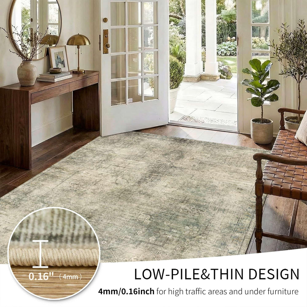 Washable Hallyway Runner Rug Non Slip Kitchen Green Area Rug