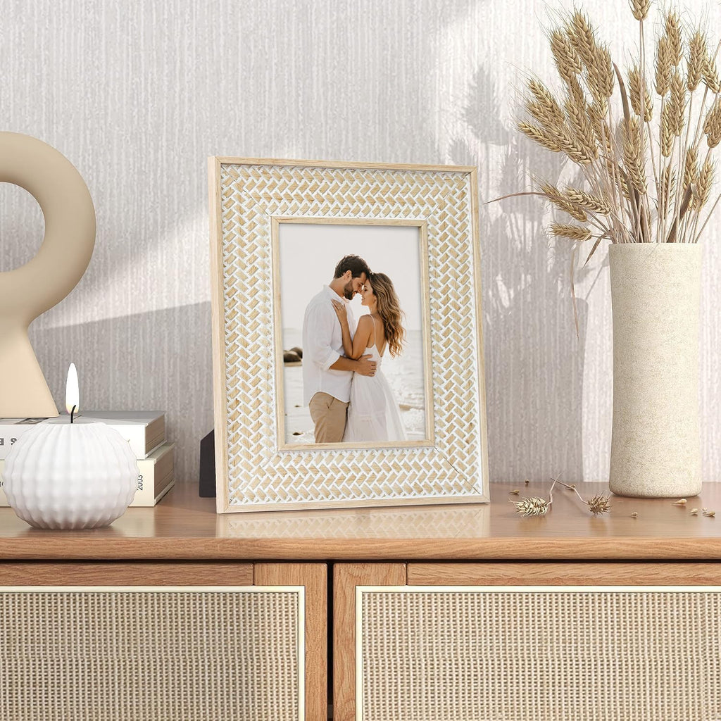 Boho 5x7 Picture Frame Woven Rattan Photo Frame