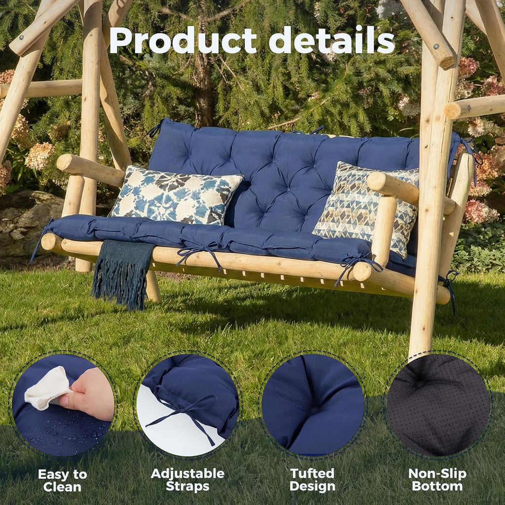 Porch Swing Cushions, 60×40×4 Inch, Waterproof, Navy Blue | Patio Swing Cushions for Outdoor Furniture, Fade