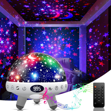 Kids Sound Machine with Night Light Projector,29 Soothing Sounds Baby Night Light Star Projector for Kids Room,White