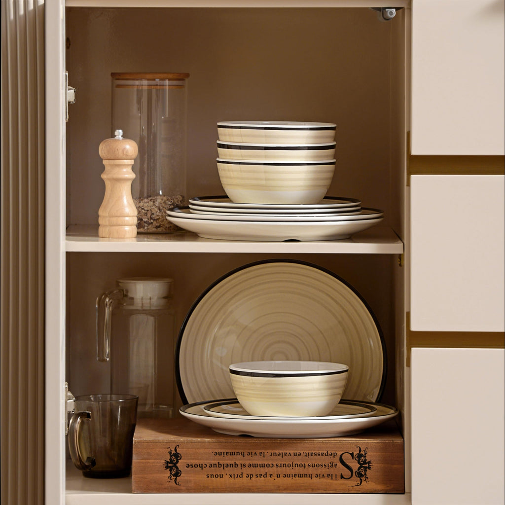 Melamine Dinnerware Set for 4, 12Pcs Dinner Dishes Set, Off White