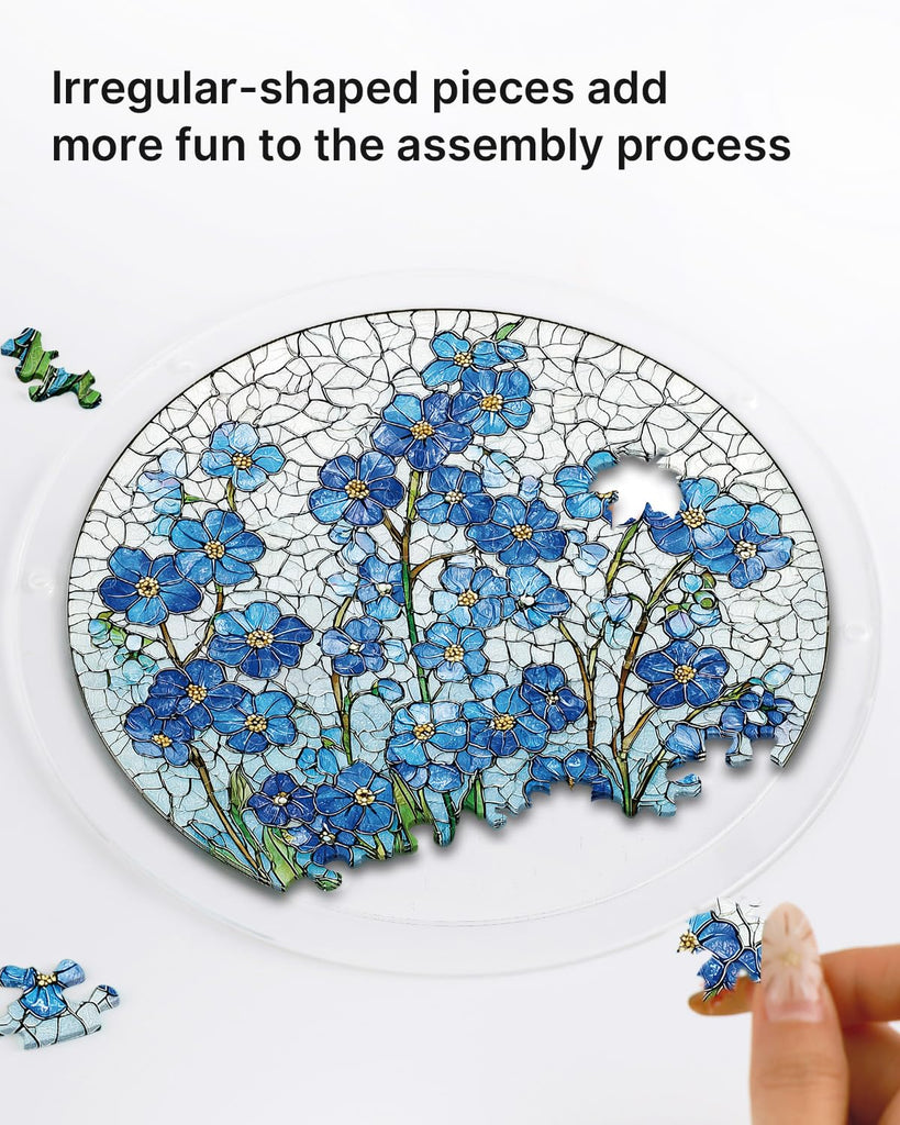 7.4 In Acrylic Suncatcher Puzzle, Azure Bloom Whisper Stained Glass Style