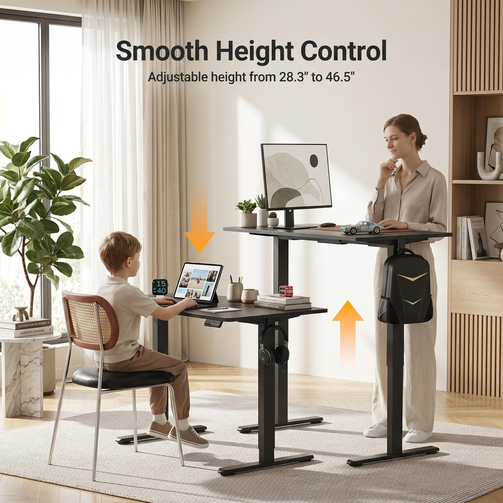 Electric Height Adjustable Standing Desk, 40x24 Inch, Deep Black