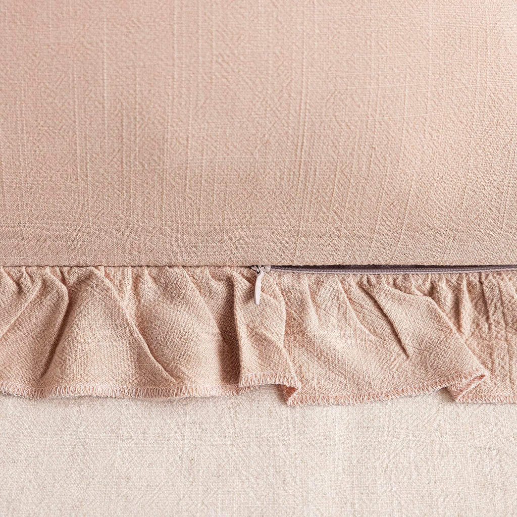 Linen Fringe Ruffle Throw Pillow Covers 22×22 Inch Light Pink