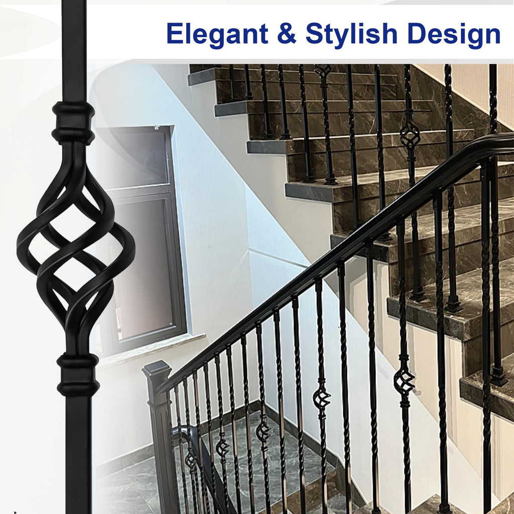 9-Pack Iron Balusters Hollow Decorative Wrought Iron Stair Spindles