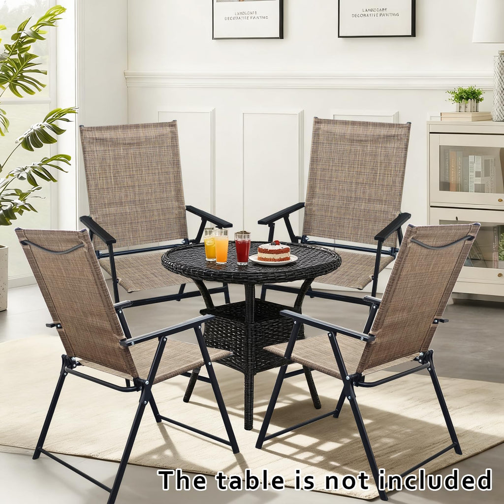 Folding Outdoor Chair Set of 4 Stackable Outdoor Dining Chair with Armrests Backrest Portable Folding Patio Chairs