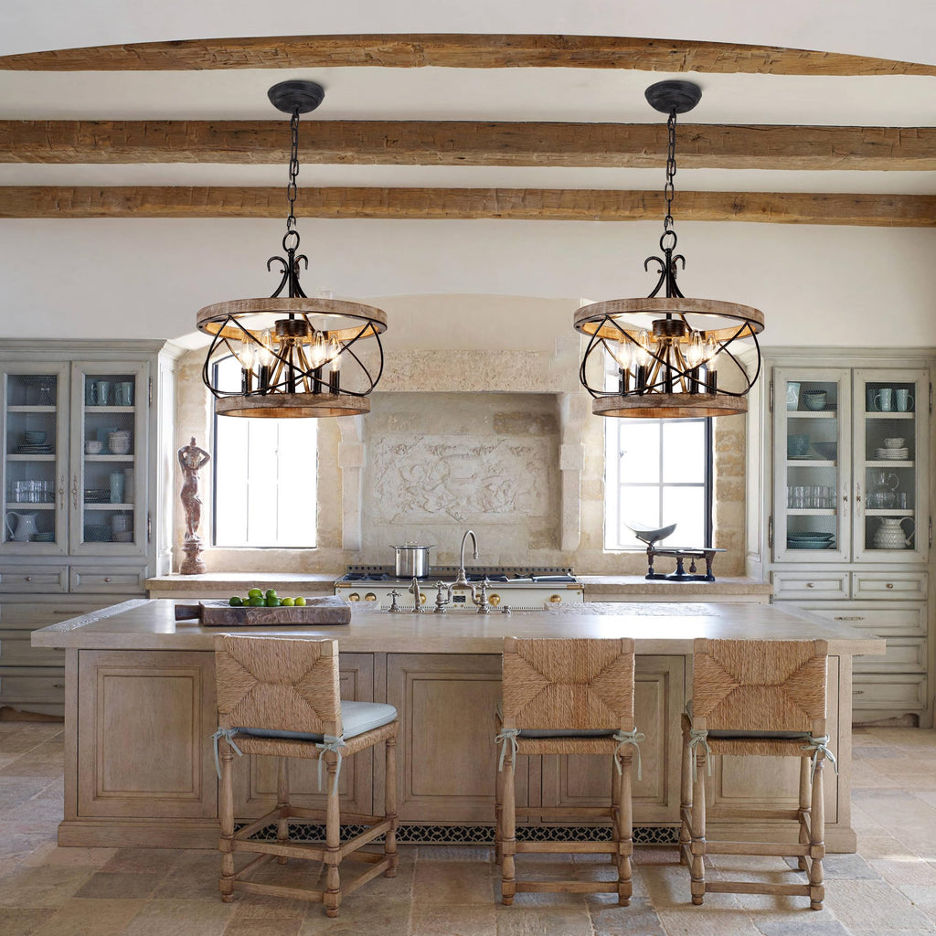 20" Wood Farmhouse Chandelier