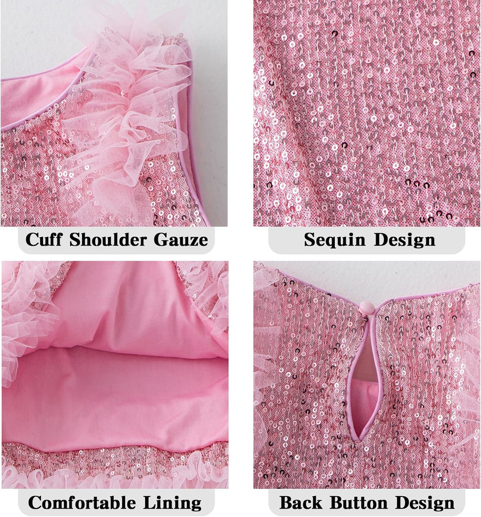 Girls Sequin Dress Sleeveless Sparkly Gown A-Line Party Dresses