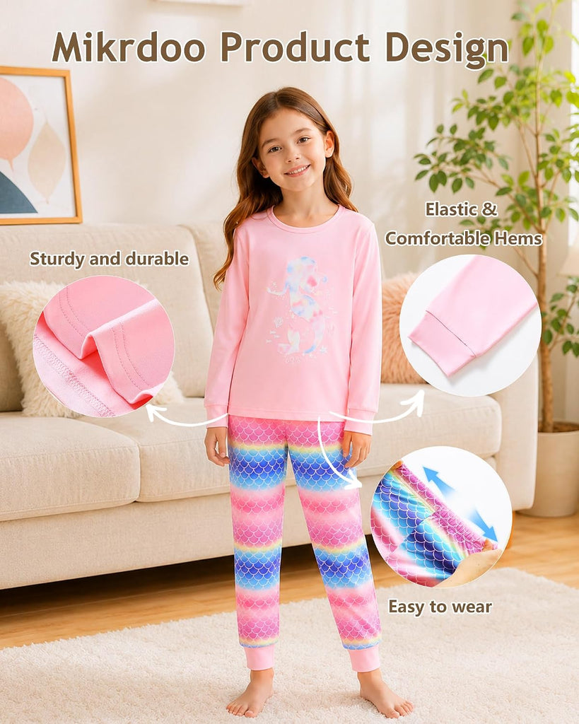 Girls Piece Pajamas Set Soft Long Sleeve Sleepwear