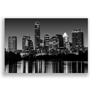 1 Panel of 20x30 inches Canvas Prints Wall Pictures Framed Austin tx City black & White night Skyline Cityscape Home
