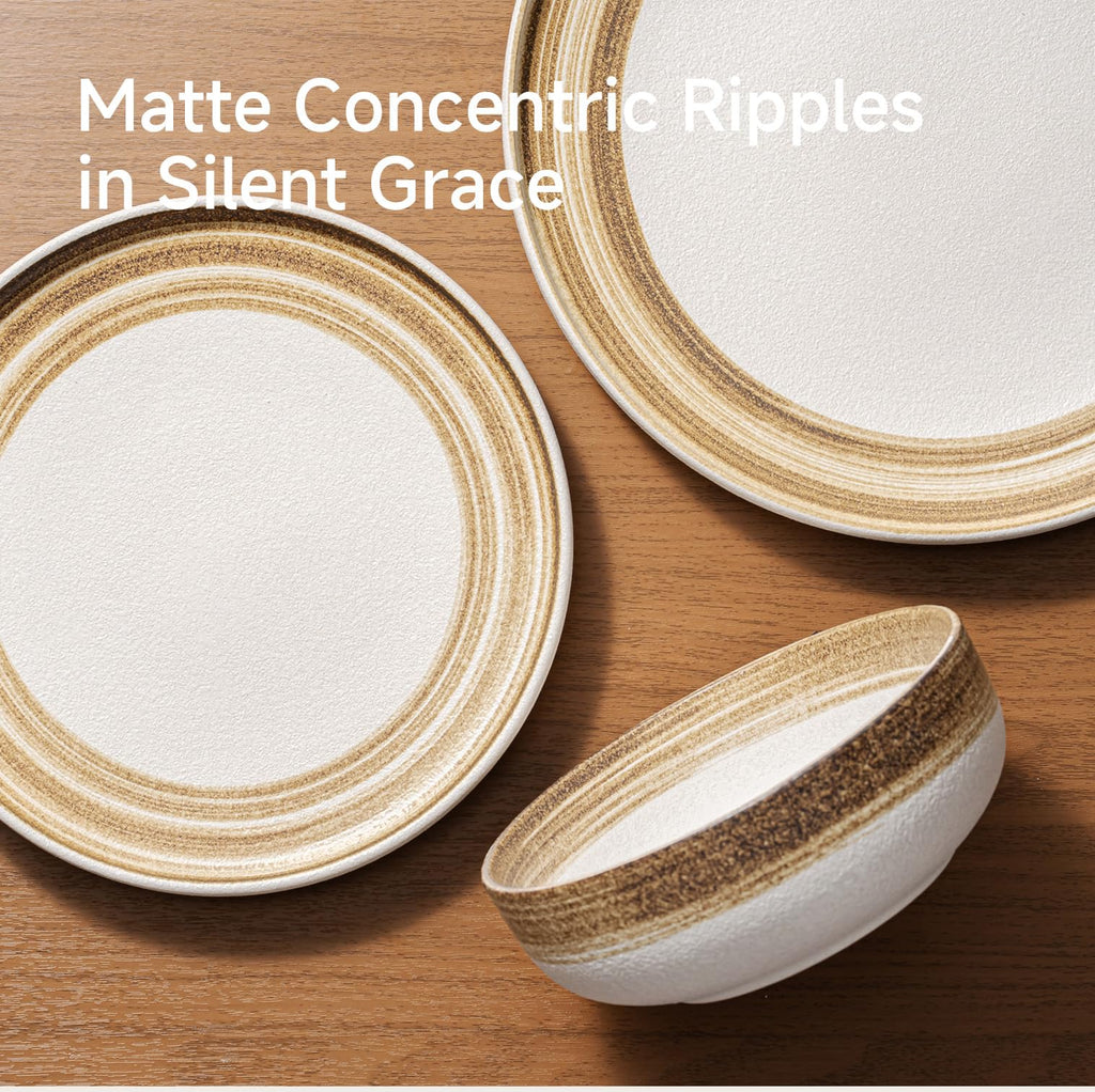 Stoneware Dinnerware Set for 6, 18-Piece Ceramic Plates & Bowls