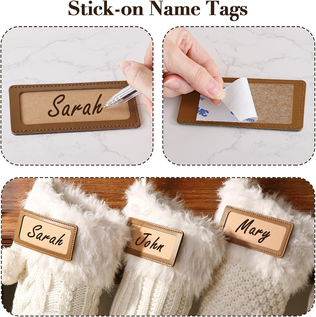 18 Inch Christmas Stockings, Set of 6 Cream White Assorted Cable Knitted Stockings with Faux Fur Cuff, Rustic
